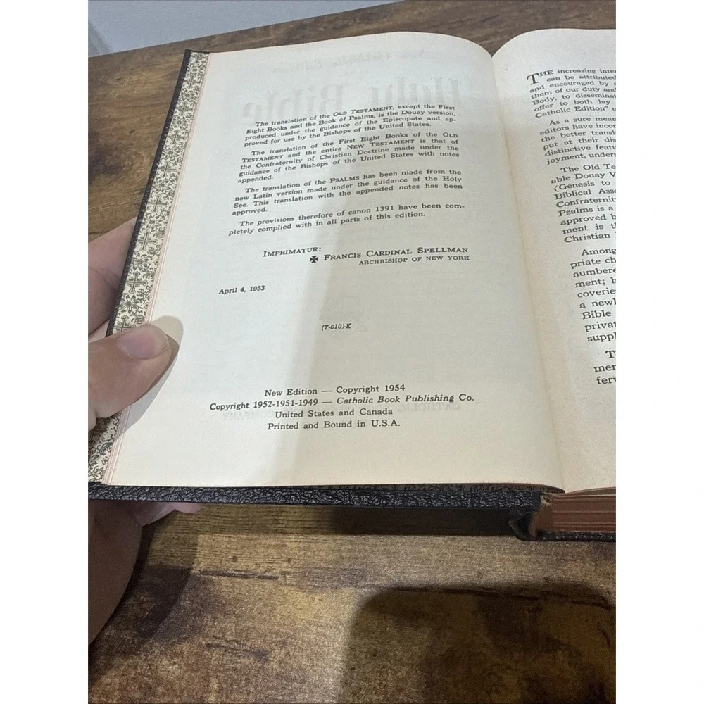 Holy Bible New Catholic Edition 1954 Illustrated Hardcover USA Printed